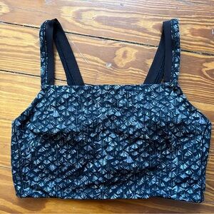 Lululemon Long Line Sports Bra Black And Grey Floral Size 8